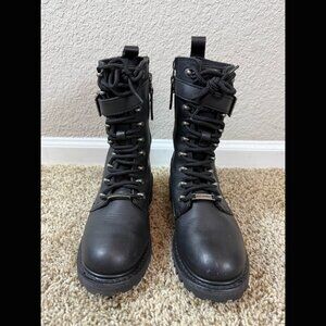 Harley Davidson Black Motorcycle Boots Insulated Lug Sole 8" Shaft D87153 Sz 7.5